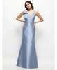 Women's Deep V-back Satin Trumpet Dress with Cascading Bow at One Shoulder