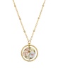 Women's Gold Tone Yellow Porcelain Flower Round Drop Necklace
