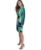 Women's Printed Faux-Wrap Long-Sleeve Sheath Dress