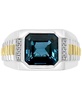 EFFY® Men's London Blue Topaz (5-5/8 ct. t.w.) & Diamond (1/10 ct. t.w.) Ring in Sterling Silver & 18k Gold-Plate