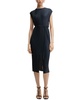 Women's High-Shine Plissé Belted Sleeveless Dress