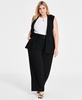Trendy Plus Peak-Lapel Open-Front Long Vest, Exclusively at Macy's