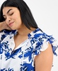Plus Size Double Ruffle Tie-Front Blouse