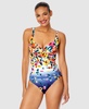 Women's Floral-Print Draped Underwire One-Piece Swimsuit