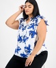 Plus Size Double Ruffle Tie-Front Blouse