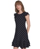 Women's Dot-Print Flutter-Sleeve Ruffled-Hem Chiffon Dress