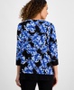Petite 3/4-Sleeve Solid-Trim Printed Tunic 