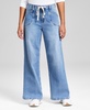 Petite Drawstring Wide-Leg Jeans, Exclusively at Macy's