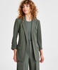 Women's Notch-Lapel Ruched-Sleeve Open-Front Blazer, Created for Macy's 