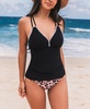 Women's Tummy Control Criss Cross Back Tie Shell Stitched Tankini Sets