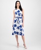 Women's Floral-Print Tie-Waist Sleeveless Dress