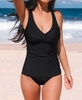 Women's Racerback Top Cutout Flowy Mid Rise Bottom Tankini Sets