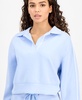 Petite Piped-Trim Cropped Spread-Collar Sweatshirt, Exclusively at Macy's