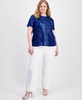 Plus Size Sequin-Embellished Short-Sleeve Top