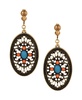 Enamel Large Oval Filigree Clip Earrings
