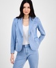Women's Denim Notched Collar One-Button Blazer