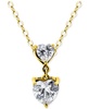 Cubic Zirconia Double Heart Pendant Necklace, 16" + 2" extender, Exclusively at Macy's