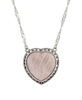Silver-Tone Semi Precious Rose Quartz Heart Necklace