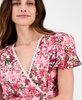 Women's Printed Surplice-Neck Flutter-Sleeve Dress