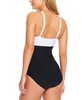Women's Colorblocked High-Neck Keyhole Twist-Detail One-Piece Swimsuit