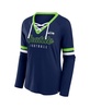 Women's College Navy Seattle Seahawks Won and Done Lace-Up Long Sleeve Fashion Top