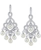 Cultured Freshwater Pearl (4-4-1/2mm) & Cubic Zirconia Chandelier Drop Earrings in Sterling Silver