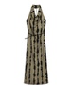 Women's Belt Detailed Printed Maxi Dress