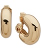 Gold-Tone Puffy C Hoop Clip On Earrings 