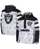 Men's White, Black Las Vegas Raiders Thursday Night Gridiron Raglan Half-Zip Hooded Jacket
