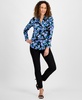 Petite Long-Sleeve V-Neck Collar Printed Top