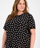 Plus Size Dot-Print Button-Back Top