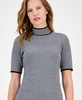 Women's Printed Mock-Neck Short-Sleeve Sweater 