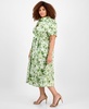 Plus Size Cotton Puff-Sleeve Cotton Dress