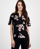 Women's Printed Short-Bell-Sleeve Blouse 