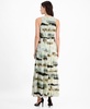 Women's Printed Smocked-Bodice Tiered Maxi Dress