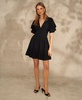 Women's V-Neck Tiered Bubble Puff Sleeve Mini Dress