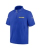 Men's Royal Los Angeles Rams 2024 Sideline Coach Short Sleeve Half-Zip Hoodie Jacket