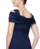 Petite Cold-Shoulder Draped Metallic Gown