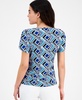 Petite Geo-Print Tulip-Sleeve Top