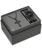 Men's Classic Crystal Black-Tone Stainless Steel Bracelet Watch 40mm Gift Set