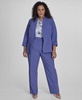 Plus Size Open-Front 3/4-Sleeve Blazer, Printed V-Neck Sleeveless Top & Lux Modern Fit Wide-Leg Pants