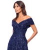 Women's 3D Floral Embroidered Off-The-Shoulder Gown