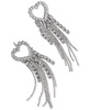 by Nadri Rhodium-Plated Cubic Zirconia Heart Fringe Drop Earrings