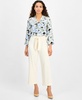 Women's Tie-Front Pull-On Cropped Wide-Leg Pants