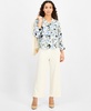 Petite Printed 3/4-Sleeve Utility Blouse