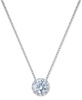 Cubic Zirconia Halo Pendant Necklace in Sterling Silver