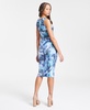 Women's Printed Sleeveless Crewneck Ruched Midi Dress, Exclusively at Macy's