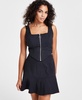 Women's Pinstriped Square-Neck Front-Zip Vest, Created for Macy's