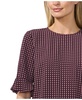 Women's Printed Crewneck 3/4-Sleeve Ruffled Cuff Blouse