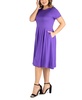 Plus Size Short Sleeve Midi Dress with Pockets